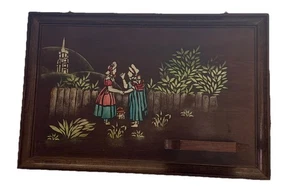 Vintage Swedish Hand Painted Wood Shelf Hanging Wall Decor Swedish Scenery - Picture 1 of 8