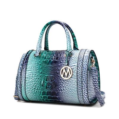 Женская сумка-портфель, градиентная радужная с тиснением под крокодила веганская кожа топ-... - Изображение 1 из 4