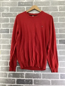 DIESEL leichter roter Pullover Rundhals Freizeitpullover Baumwollmischung Herren Large - Bild 1 von 5