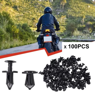 100x Plastic Fastener Clips Mixed Fairing Body Trim Panel Kit Parts Black New - Imagem 1 de 4