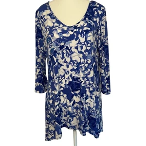 Clara Sun Woo Tunika Top Gr. M bunt blau Lagenlook künstlerisch asymmetrisch - Bild 1 von 6