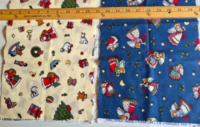 2 WINGET CHRISTMAS PRINTS  100% COTTON FABRIC   EACH 9X44 INCHES TOTAL  1/2 YARD - Image 1 of 2