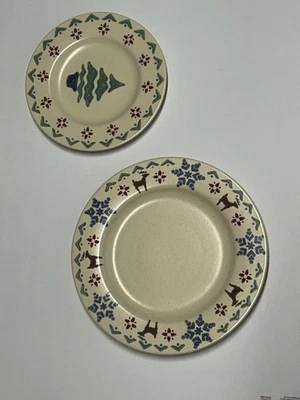 Juego de 2 platos de Navidad nórdicos de gres Pfaltzgraff copo de nieve reno Foto 1 de 4
