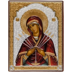 Ikone „Gottesmutter Siebenpfeilige“ 14,1x18,1 cm - Bild 1 von 3