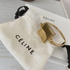 CELINE Gold Bracelet Toggle Design Minimalist Accessory with Dust Bag USED F/S - Picture 1 of 7