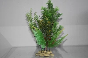 Base ciottoli per acquario pianta in plastica verde e gialla 9 x 9 x 30 cm - Foto 1 di 4