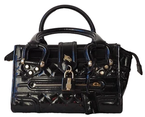 Burberry * Black Quilted Mini Manor Leather Satchel Handbag Purse - Picture 1 of 17