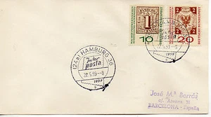 Alemania Federal Centenario Sello de Hamburgo y Lubeck año 1959 (CU-615) - Imagen 1 de 1