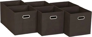 Brown 6 Pack Fabric Storage Bins with Handle - Picture 1 of 5