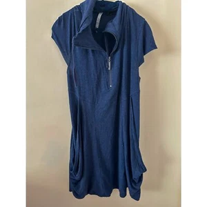 Kensie Womens Navy Blue Drapey French Terry Dress Size L GUC - Picture 1 of 10