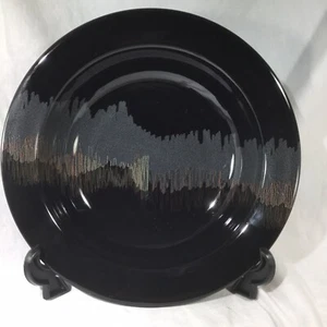 Arabia Finland Aurora Borealis Rimmed Soup Bowl 8” Black Cereal MCM - Picture 1 of 4