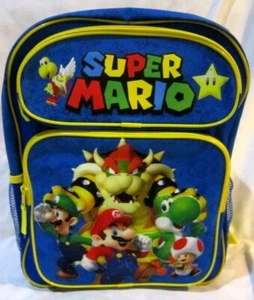 Super Mario Brothers&Friends 12" Blue School Backpack with 2 main compartments! - Picture 1 of 3