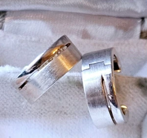 Boucles créoles argent brossé et 925 14x5 mm poinçonnées - Foto 1 di 6