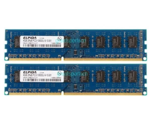 8GB 2PSC 4GB Elpida 2RX8 DDR3-1333MHz PC3-10600U 240pin DIMM Desktop Memory。RAM* - Picture 1 of 6