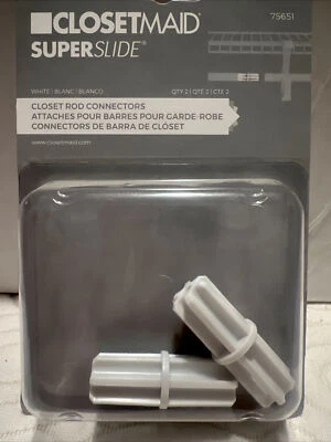 Conector de varilla de armario blanco SuperSlide Nº 7565100 Closetmaid nuevo 2 paquetes Foto 1 de 3