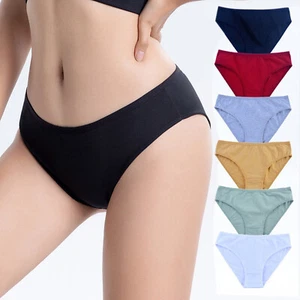 Women's Cotton Bikini Brief Underwear 6 Pack Ladies Stretchy Soft Briefs Panty - Picture 1 of 13
