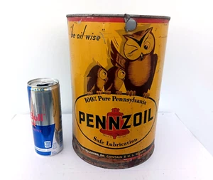 Large Vintage Pennzoil Be Oil Wise 5 quart Empty Oil Can 1930-40s era - Picture 1 of 8