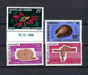 Comoro Is 1970-1975 #82, 103, 123. 126 MNH Orchids/Sea shells/Art overprinted - Picture 1 of 1