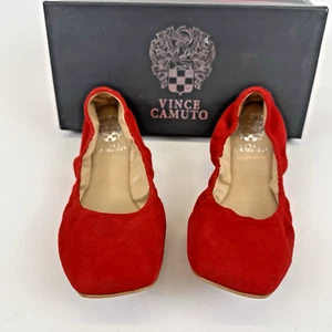 Vince Camuto Brindin Razz Red True Suede Women's Flats Size 9M New In Box - Picture 1 of 10