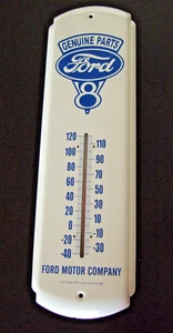 GENUINE PARTS FORD V8 Ford Motor Company Steel Wall Thermometer  17"x5" - Picture 1 of 6