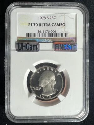 1978 S WASHINGTON QUARTER 25C PF70 ULTRA CAMEO NGC UHCAM FINEST PERFECT SKU 3261 - Image 1 of 2