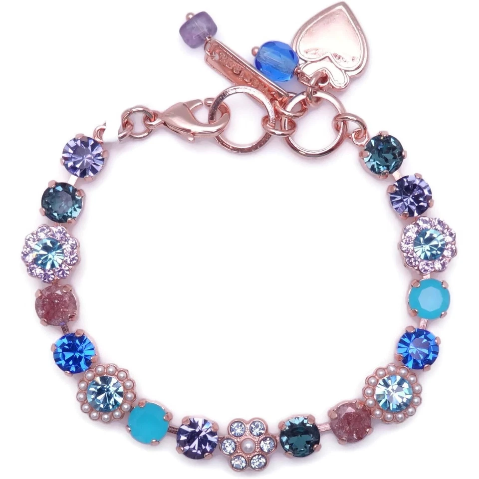 Brazalete Mariana Eléctrico Azul Púrpura y Azul Cristal Flor Oro Rosa 1163 Nuevo con Etiquetas Foto 1 de 4