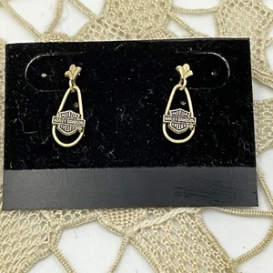14K New Harley Davidson Dangle Earrings - Picture 1 of 5