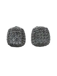 Judith Ripka 18k White Gold Diamond Ribbed Textured Earrings - Picture 1 of 5