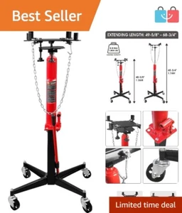 Red Hydraulic Transmission Floor Jack - 1,000 lb Capacity with 360-Degree Wheels - Picture 1 of 9