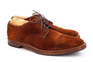 $648 | RARE ALDEN 9.5 B SNUFF SUEDE PERFORATED CAPTOE DERBY SHOE TREES - Picture 1 of 19