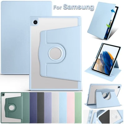 For Samsung Galaxy Tab A8 A9 S6 S7 S8 S9 S10 leather hard silicon flip back case - Image 1 of 4