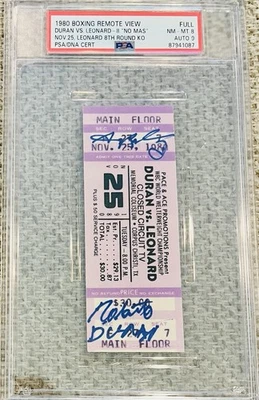 Boleto de 1980 firmado por Roberto Duran Vs Sugar Ray Leonard como nuevo 9 automático PSA/DNA sin más Foto 1 de 4