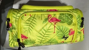 Lug Lined Bag Line Green Flamingos NEW Trolley M - Picture 1 of 11