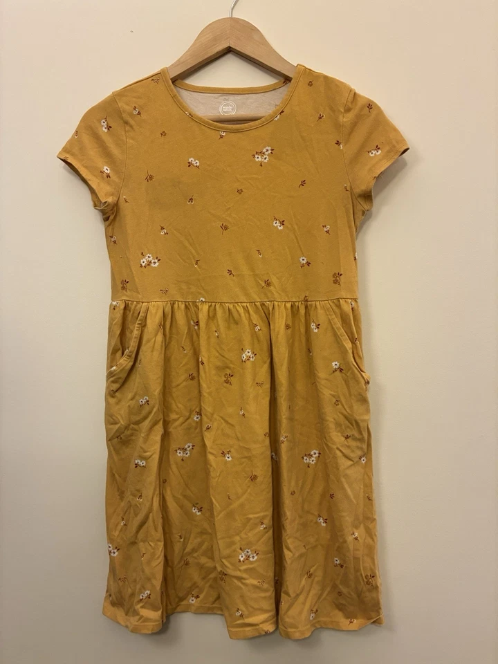 Vestido Wonder Nation Niños Niñas Floral Algodón Calce y Acampanado Manga Corta Amarillo XL Foto 1 de 4