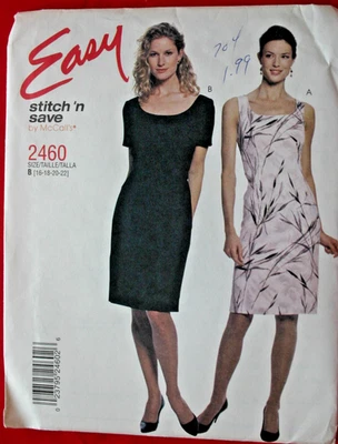 Stitch 'N Save Easy Sewing Pattern 2460 Misses' Dresses Vintage Sz 16-18-20-22 - Image 1 of 2