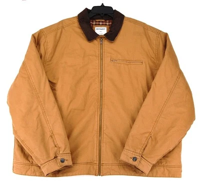 Abrigo Chaqueta Hombre Antiguo Azul Marino Granero 3XL Marrón Lona Pana Cuello Forrado A Cuadros Foto 1 de 4