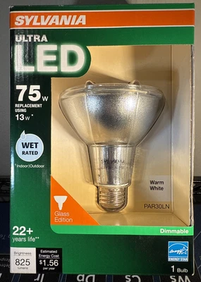 SYLVANIA ULTRA 75-Watt EQ Bright White PAR30LN 13 Watt Wet Rated NIB - Image 1 of 4