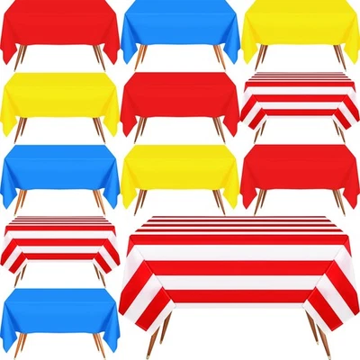 12 Pcs Carnival Circus Tablecloths Red and White Striped Tablecloth 54 x 108'... - Image 1 of 4