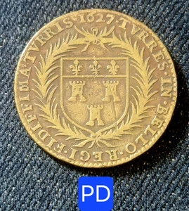 Dépt 37 Tours - Beau Jeton Laiton 27 mm - Nicolas Joubert Maire De Tours 1627 - Picture 1 of 2