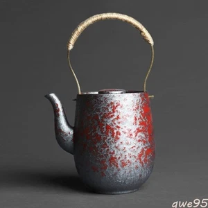 7.48" Kiln Baked Silver Point Large Teapot Copper Handle Handmade Pot - Picture 1 of 6