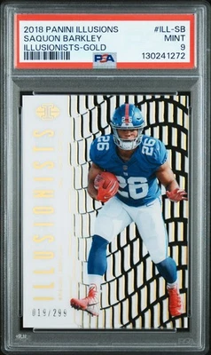 Panini Illusions Illusionists Saquon Barkley 2018/299 Gold PSA 9 Rookie RC Foto 1 de 2