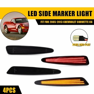 F+R 3-Row GM2551196 LED Side Marker 4X Light For Chevrolet 2005-2013 C6 Corvette - Image 1 of 4