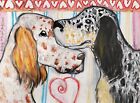 ENGLISH SETTER Valentines Dog Art Print 13 x 19 Signed by Artist KSams