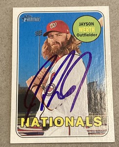 Jayson Werth Signed 2018 Topps Heritage Autographed SP Card Auto Nationals