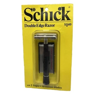 Vintage NOS Schick Double Edge Razor W/2 Teflon Coated Super Chromium Blades - Picture 1 of 8