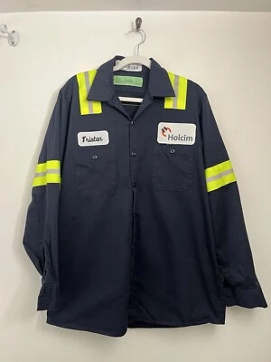 Mens Vintage Work Shirt Cintas Large Black Long Sleeve - Image 1 of 4