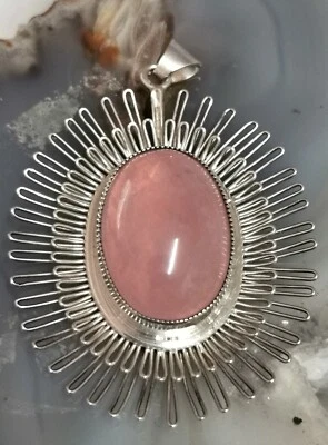 Wunderschöne Anhänger 925 Silber Filigran Arbeit Rosenquarz Edelstein - Bild 1 von 4