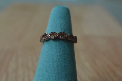 0.20ct Natural Champagne Diamond Ring 14K Rose Gold over Sterling Silver Sz 6 - Image 1 of 4