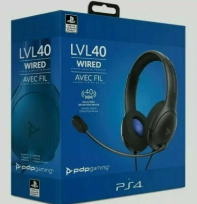 NEW PDP LVL40 Black Wired Headset PS4, PS5 - Image 1 of 4