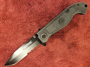 🔪🔪 Smith & Wesson Special Tactical Rubber Handle Black Tanto Blade CKTACBS - Picture 1 of 13